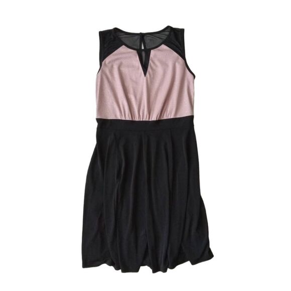Enfocus Studio Black & Pink Mesh Fit & Flare Above Knee Length Dress Women's 10 - Picture 2 of 13